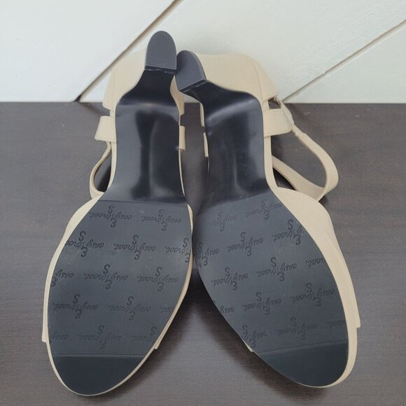 NEW Easy Street Womens Nude Pearlized Flash Women's 8.5M T-Strap Heels 5CT - Picture 8 of 9